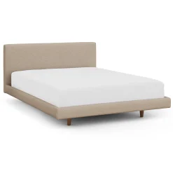 Tessu Queen Low Profile Upholstered Bed - Sandstone Wool Bouclé