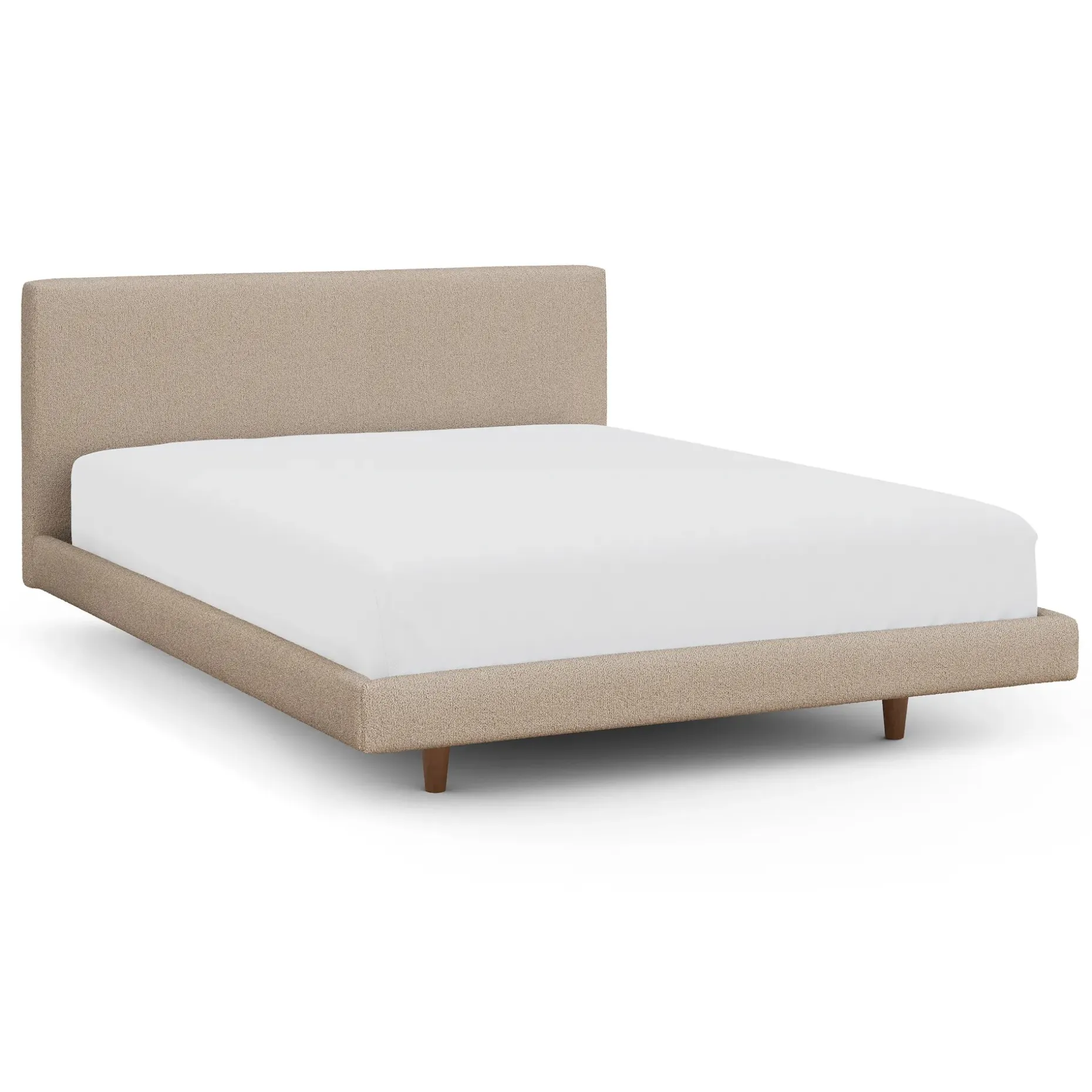 Tessu Queen Low Profile Upholstered Bed - Sandstone Wool Bouclé