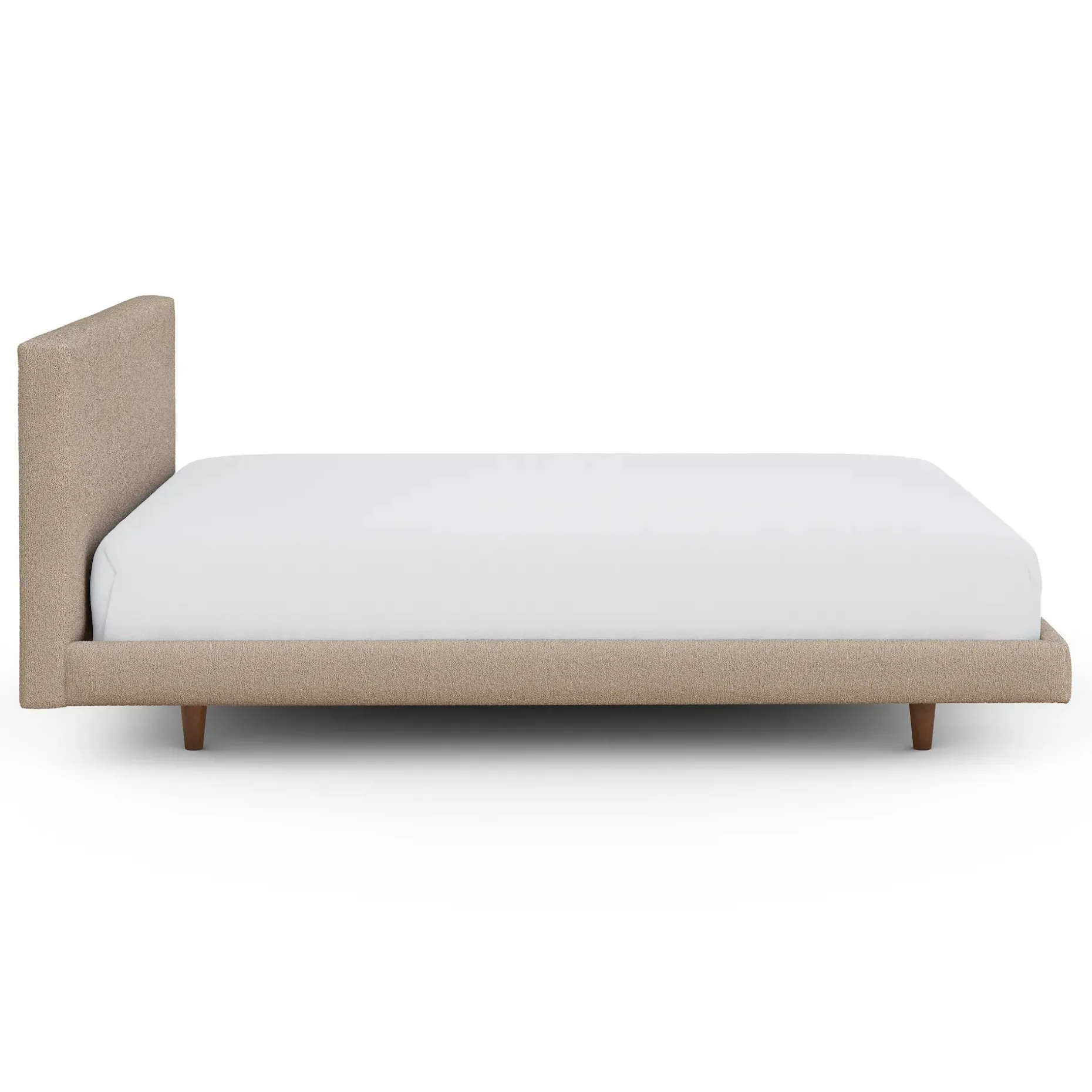 Tessu Queen Low Profile Upholstered Bed - Sandstone Wool Bouclé
