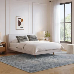 Tessu Queen Low Profile Upholstered Bed - Napa White