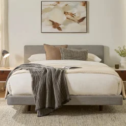 Tessu Queen Low Profile Upholstered Bed - Glaze Gray