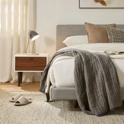 Tessu Queen Low Profile Upholstered Bed - Glaze Gray