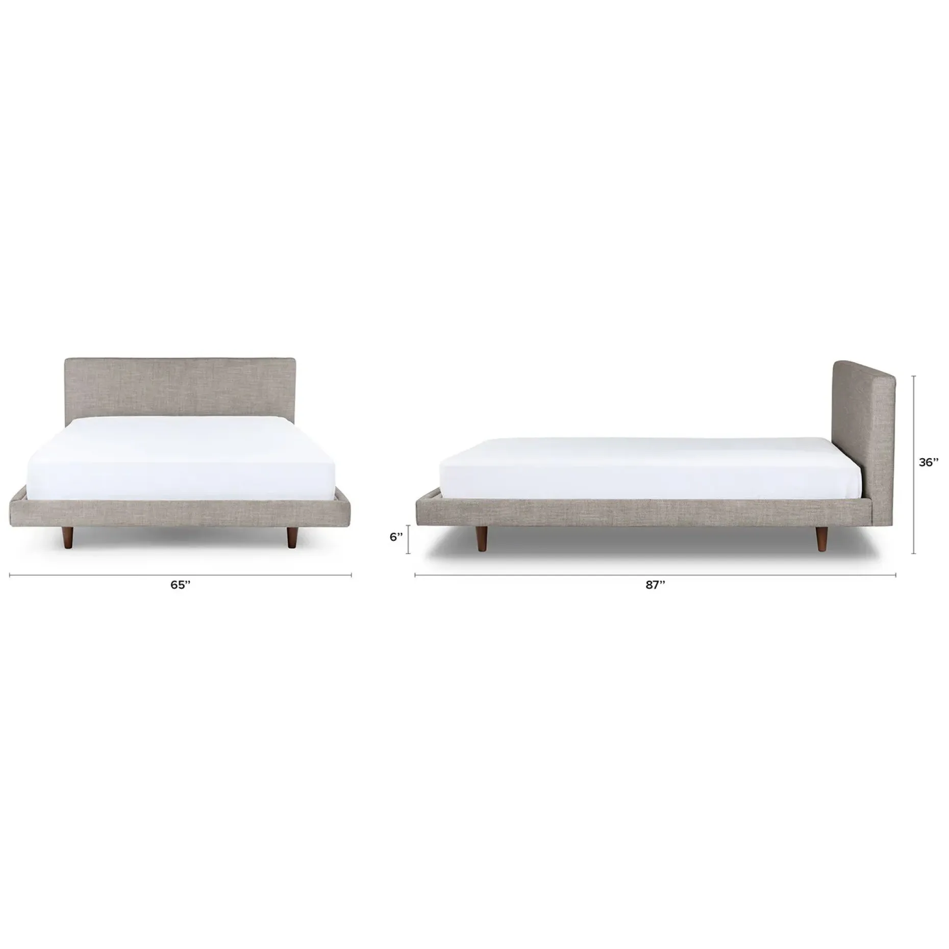 Tessu Queen Low Profile Upholstered Bed - Glaze Gray