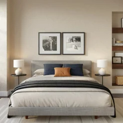 Tessu Queen Low Profile Upholstered Bed - Glaze Gray