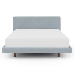 Tessu Queen Low Profile Upholstered Bed - Silver Light Blue
