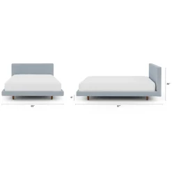 Tessu Queen Low Profile Upholstered Bed - Silver Light Blue