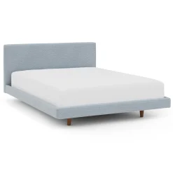 Tessu Queen Low Profile Upholstered Bed - Silver Light Blue
