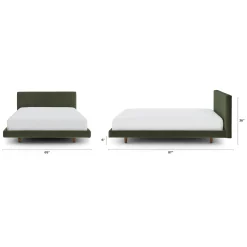 Tessu Queen Low Profile Velvet Bed - Hale Fir Green