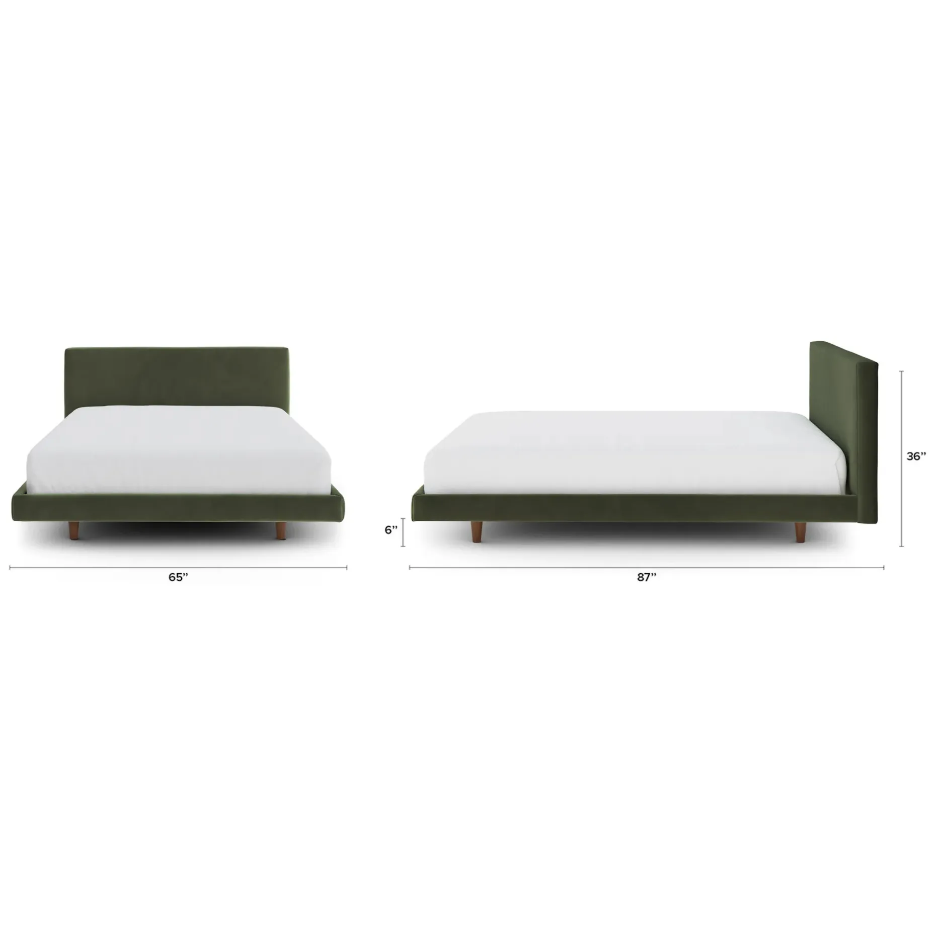 Tessu Queen Low Profile Velvet Bed - Hale Fir Green