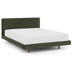 Tessu Queen Low Profile Velvet Bed - Hale Fir Green