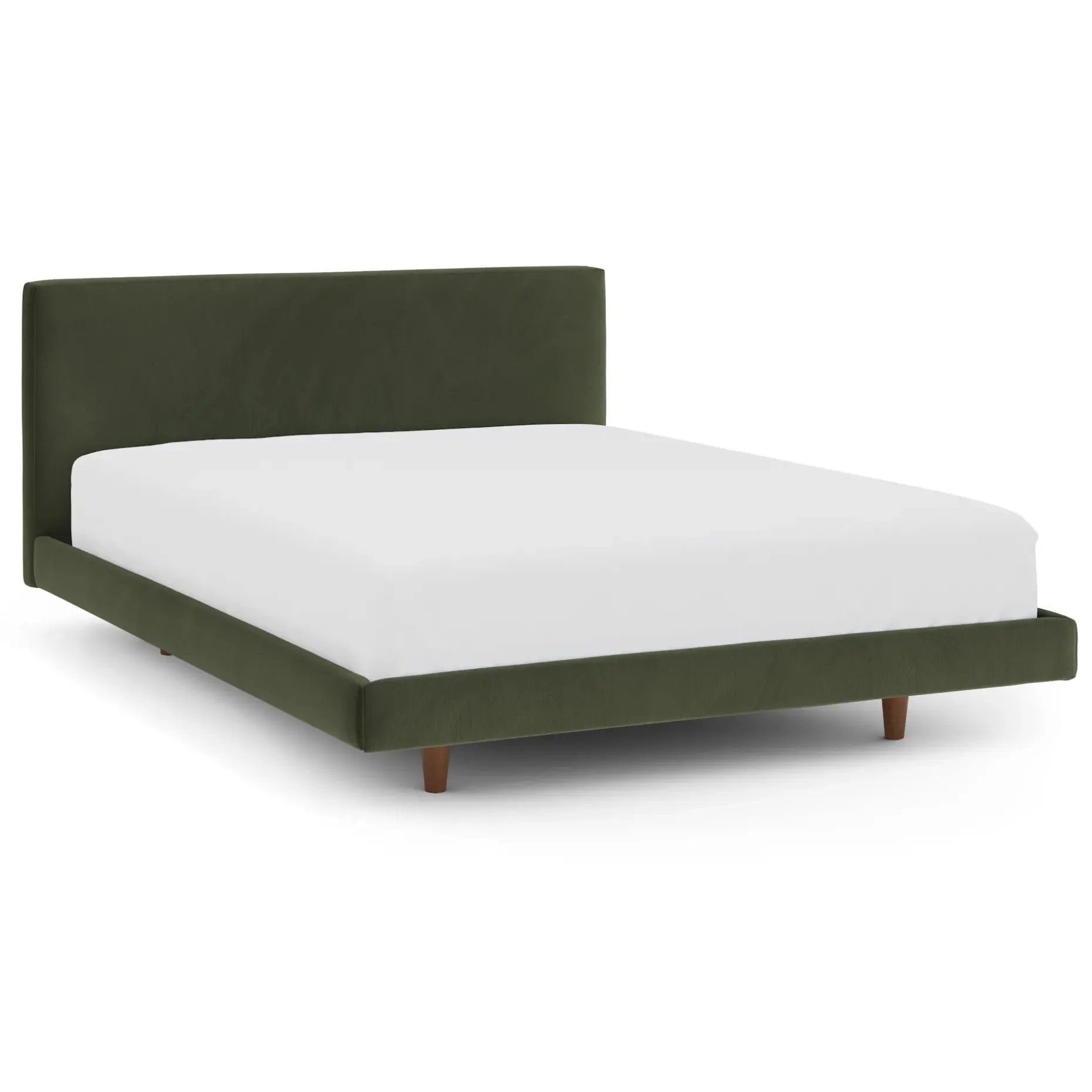 Tessu Queen Low Profile Velvet Bed - Hale Fir Green