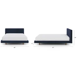 Tessu Queen Low Profile Velvet Bed - Hale Ink