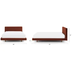 Tessu Queen Low Profile Velvet Bed - Hale Rust