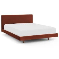 Tessu Queen Low Profile Velvet Bed - Hale Rust