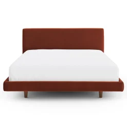 Tessu Queen Low Profile Velvet Bed - Hale Rust