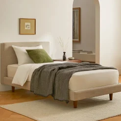Tessu Twin Low Profile Upholstered Bed - Clay Taupe