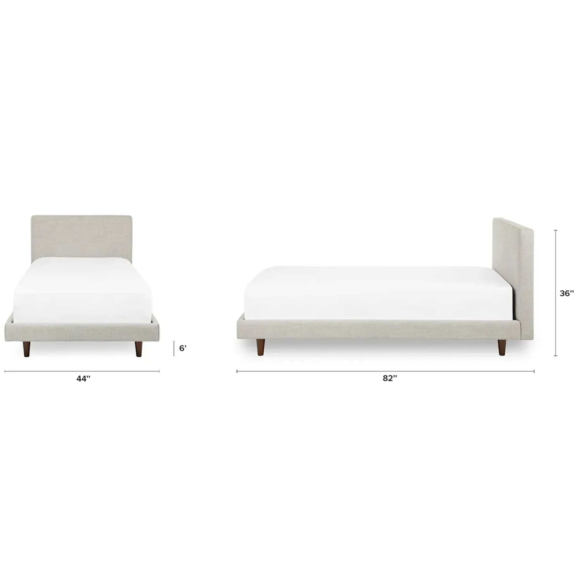 Tessu Twin Low Profile Upholstered Bed - Clay Taupe