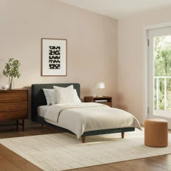 Tessu Twin Low Profile Upholstered Bed - Green Wool Bouclé