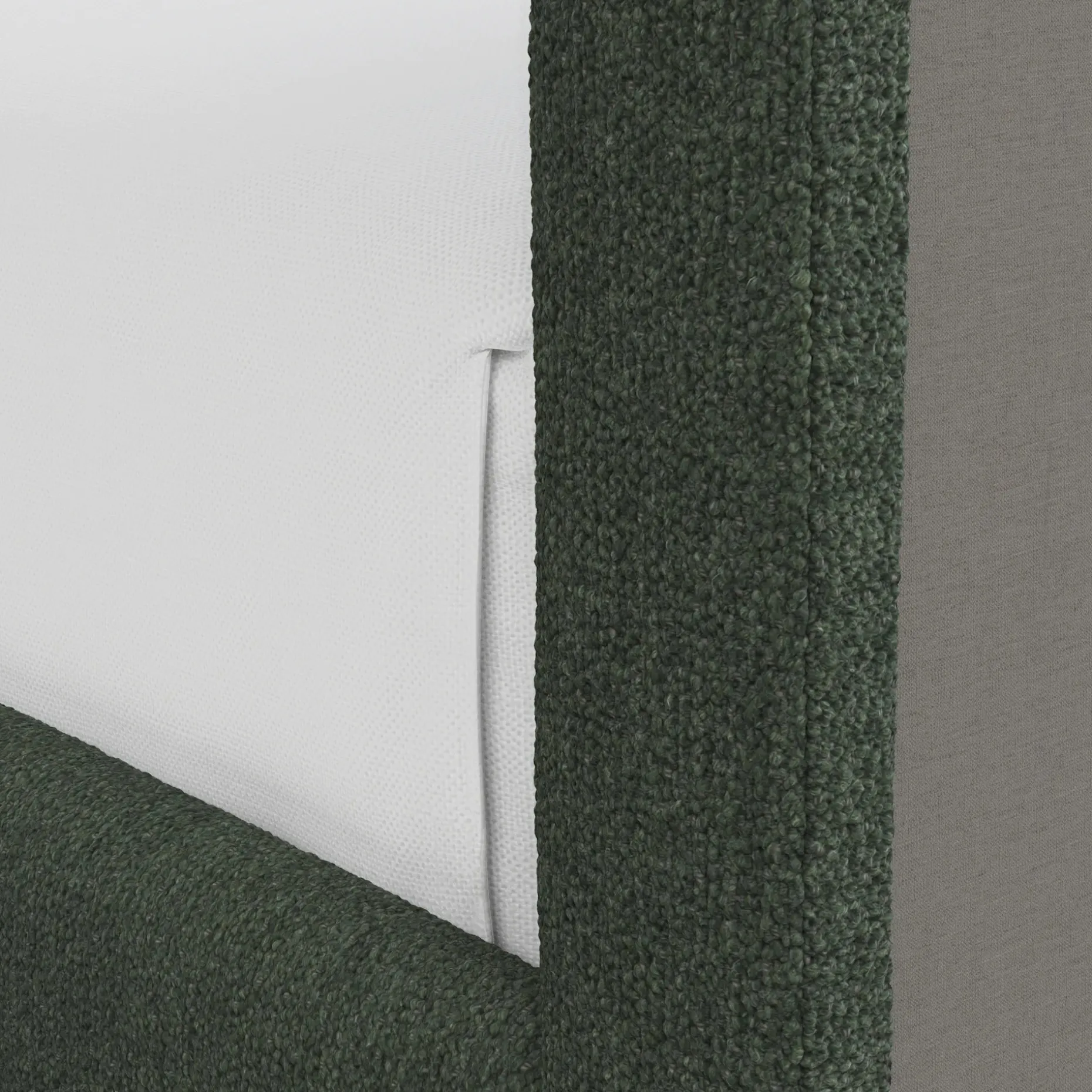 Tessu Twin Low Profile Upholstered Bed - Green Wool Bouclé