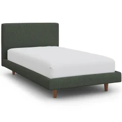 Tessu Twin Low Profile Upholstered Bed - Green Wool Bouclé