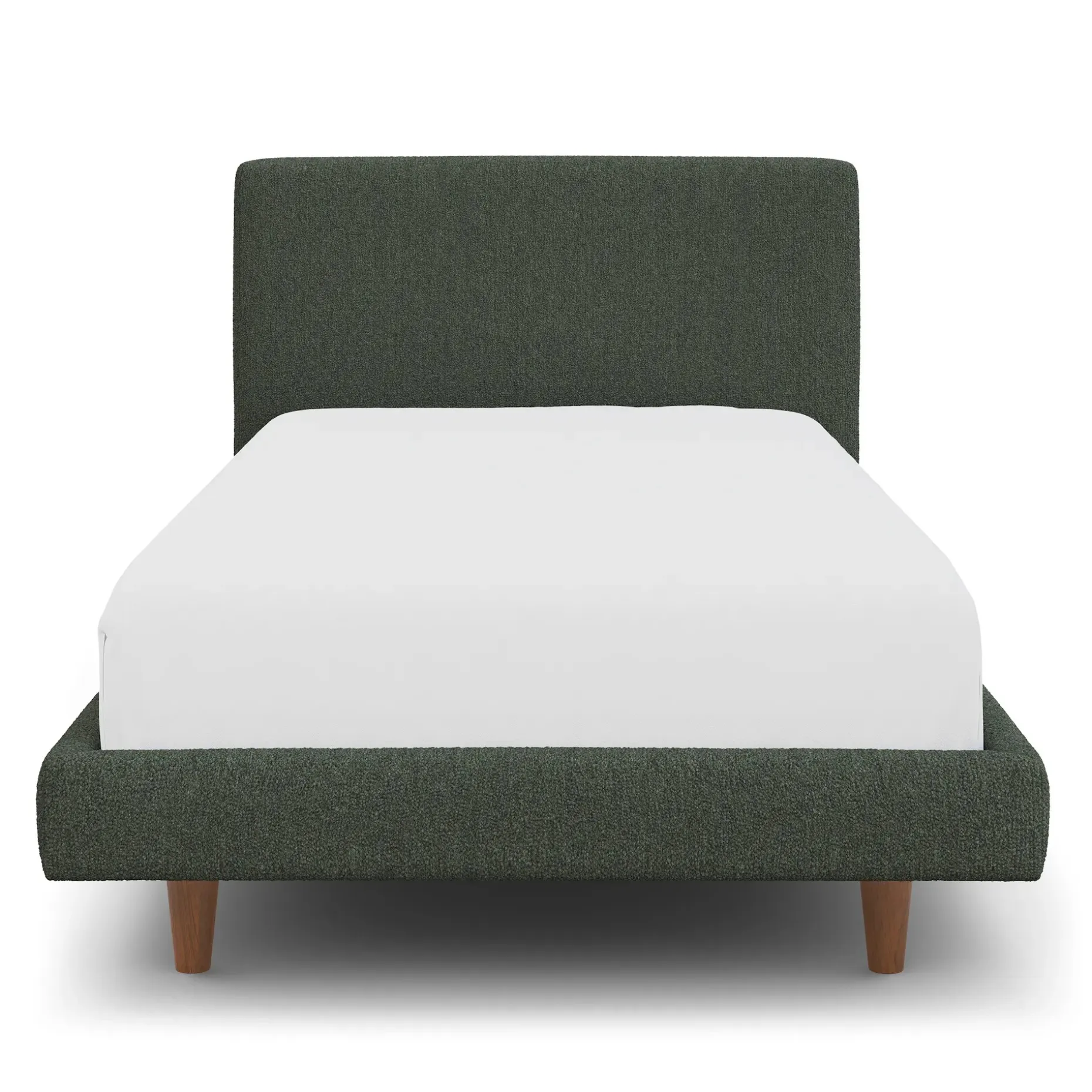 Tessu Twin Low Profile Upholstered Bed - Green Wool Bouclé