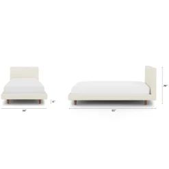 Tessu Twin Low Profile Upholstered Bed - Ivory Wool Bouclé