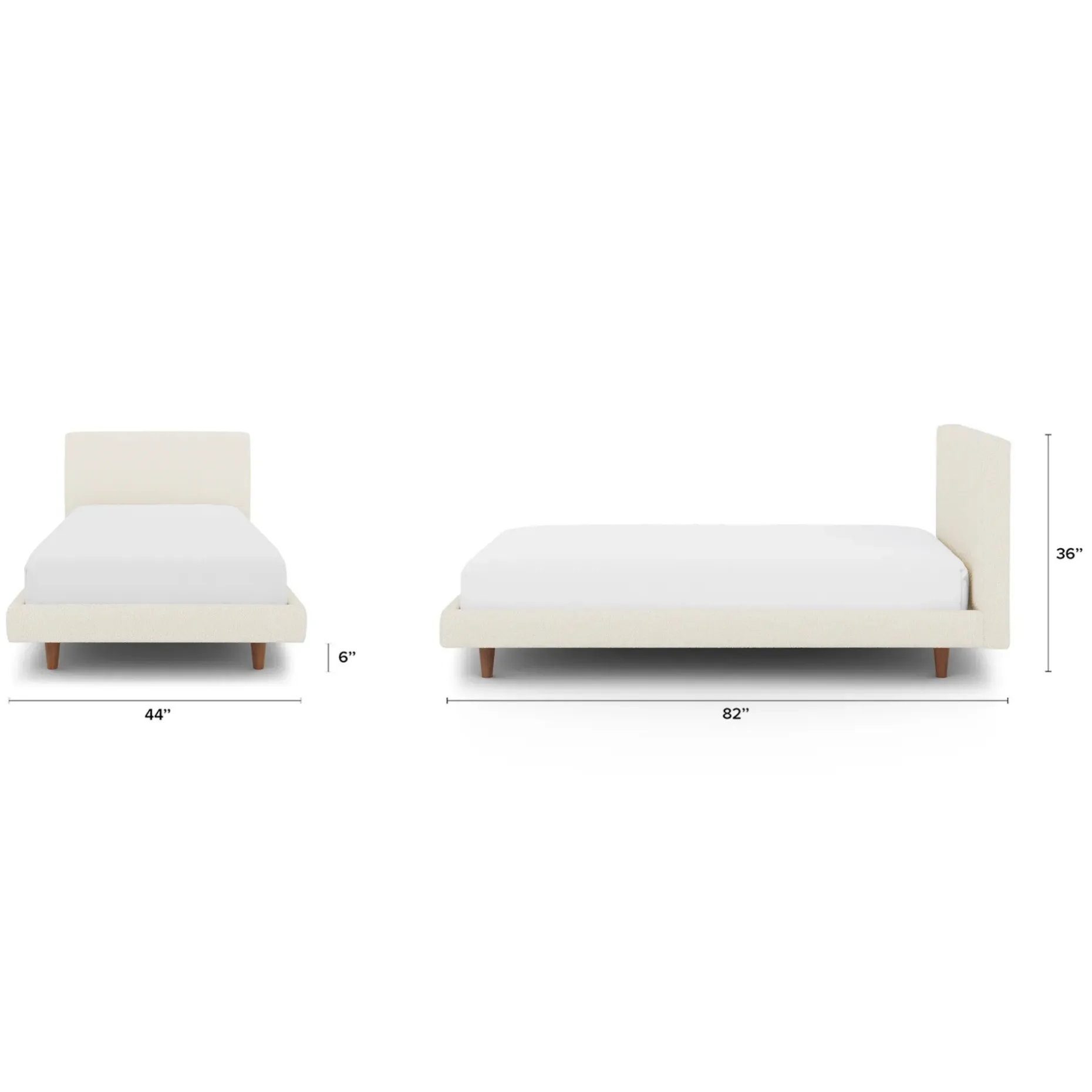 Tessu Twin Low Profile Upholstered Bed - Ivory Wool Bouclé