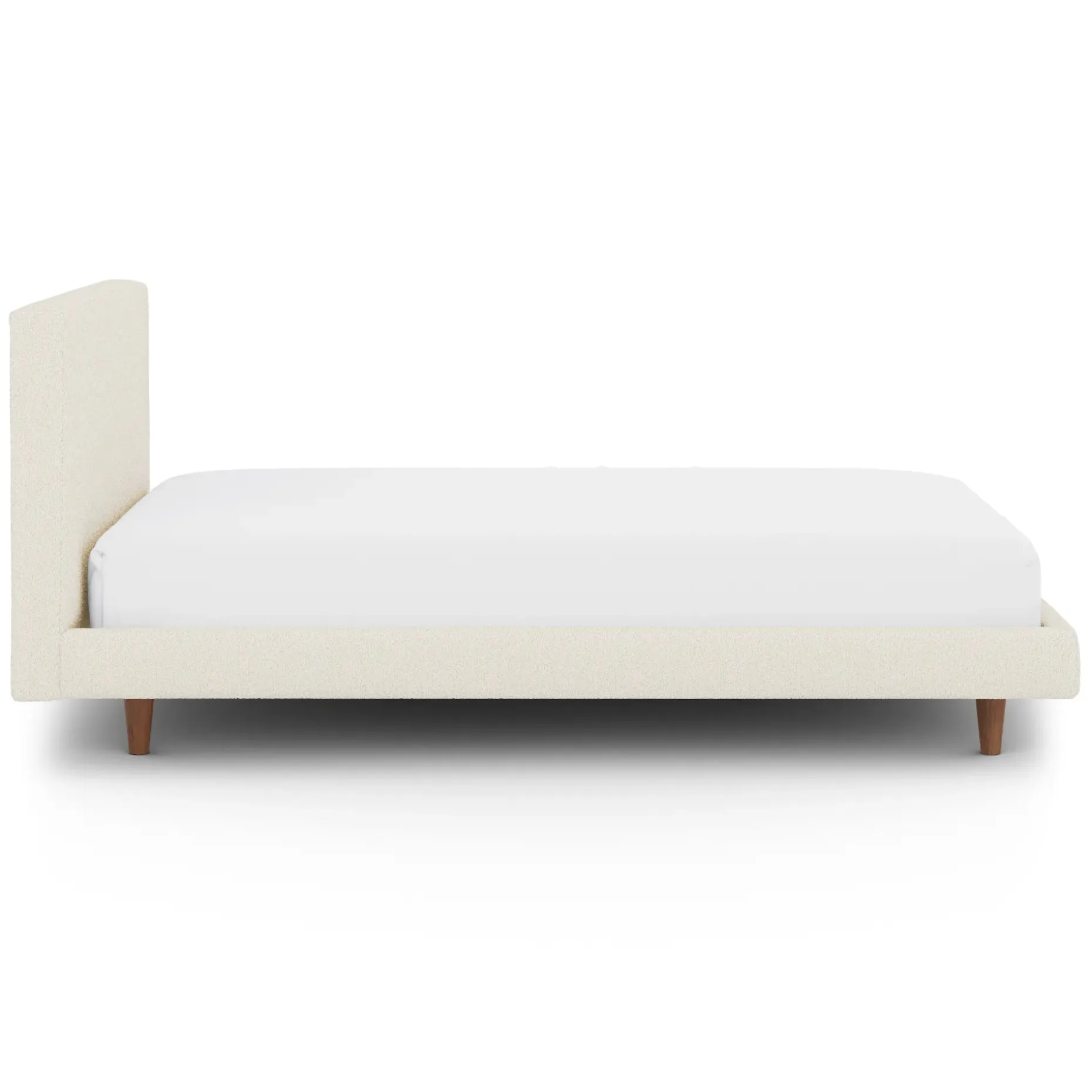 Tessu Twin Low Profile Upholstered Bed - Ivory Wool Bouclé
