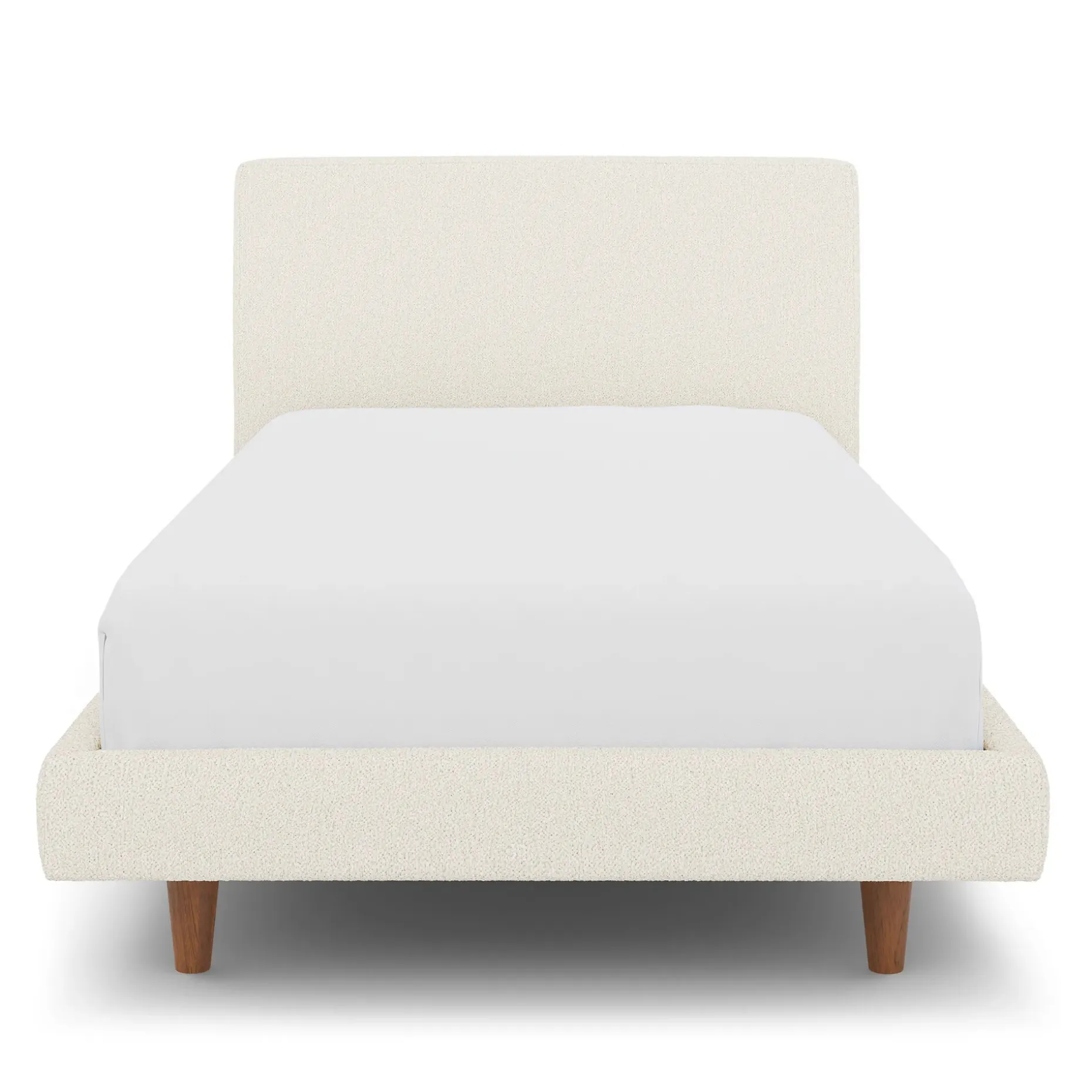 Tessu Twin Low Profile Upholstered Bed - Ivory Wool Bouclé