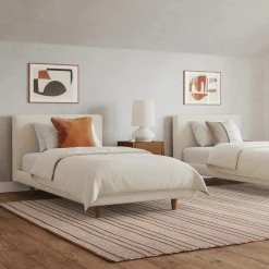 Tessu Twin Low Profile Upholstered Bed - Ivory Wool Bouclé