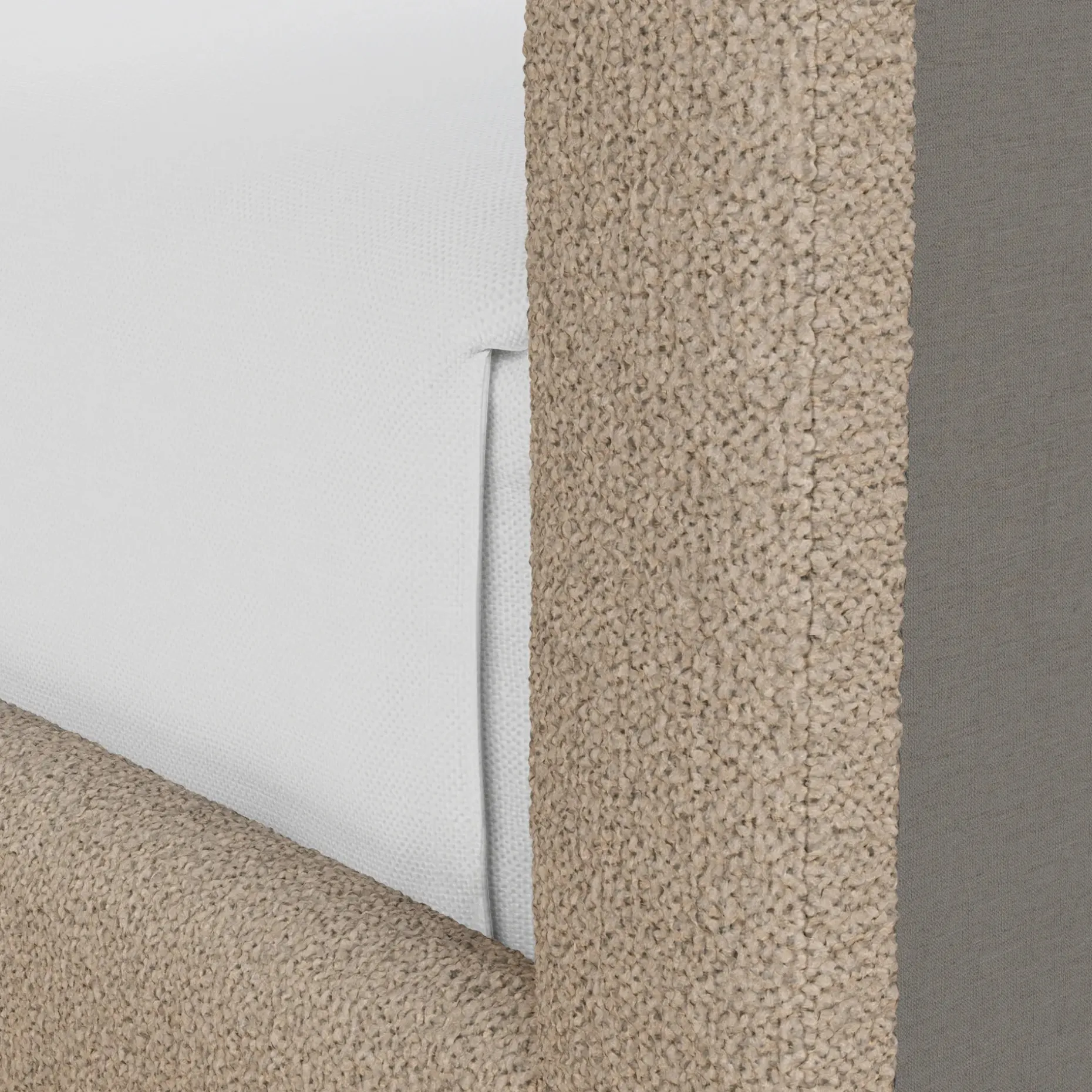 Tessu Twin Low Profile Upholstered Bed - Sandstone Wool Bouclé