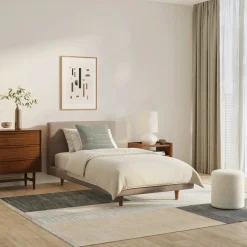 Tessu Twin Low Profile Upholstered Bed - Sandstone Wool Bouclé