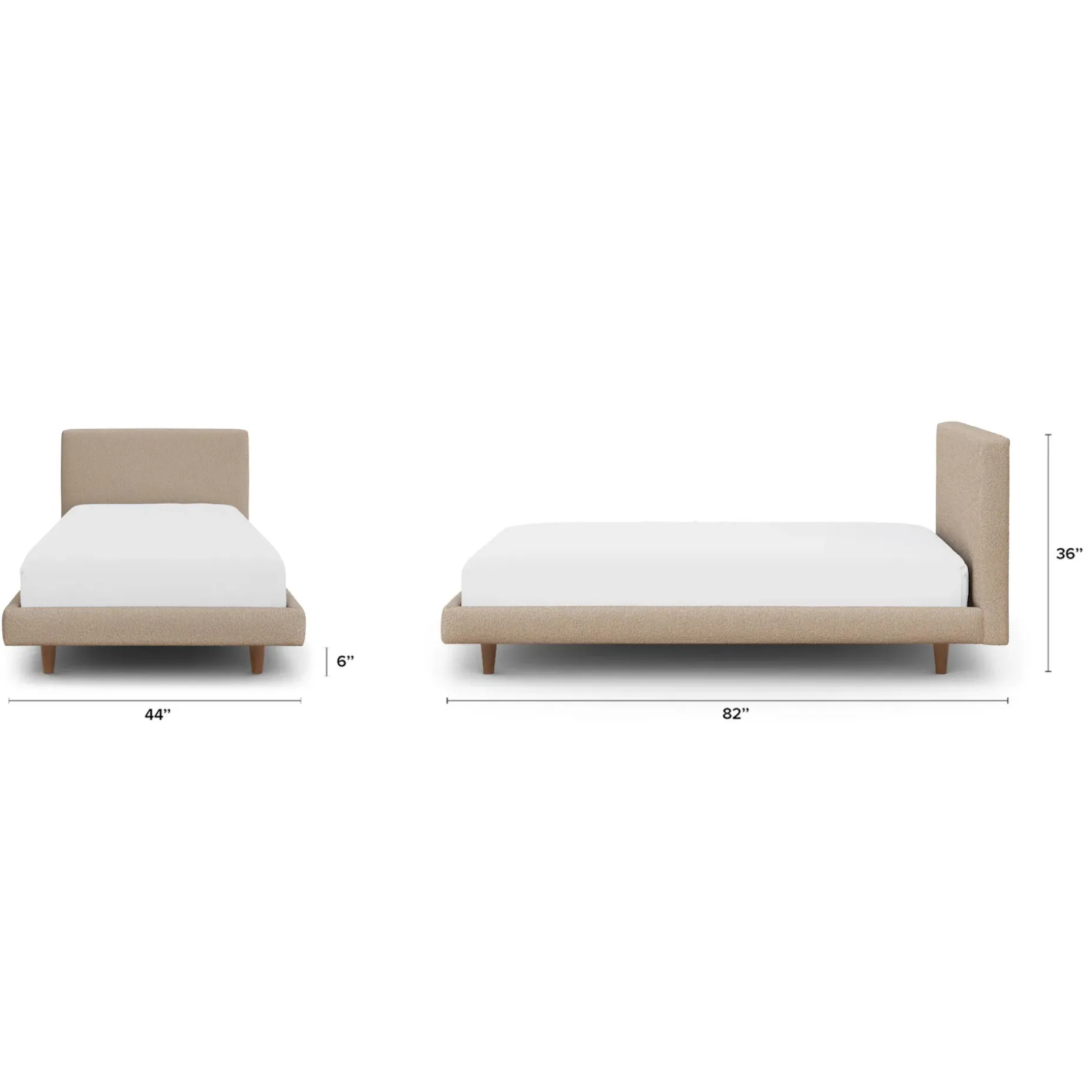 Tessu Twin Low Profile Upholstered Bed - Sandstone Wool Bouclé