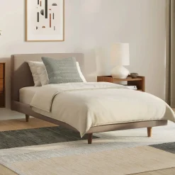 Tessu Twin Low Profile Upholstered Bed - Sandstone Wool Bouclé