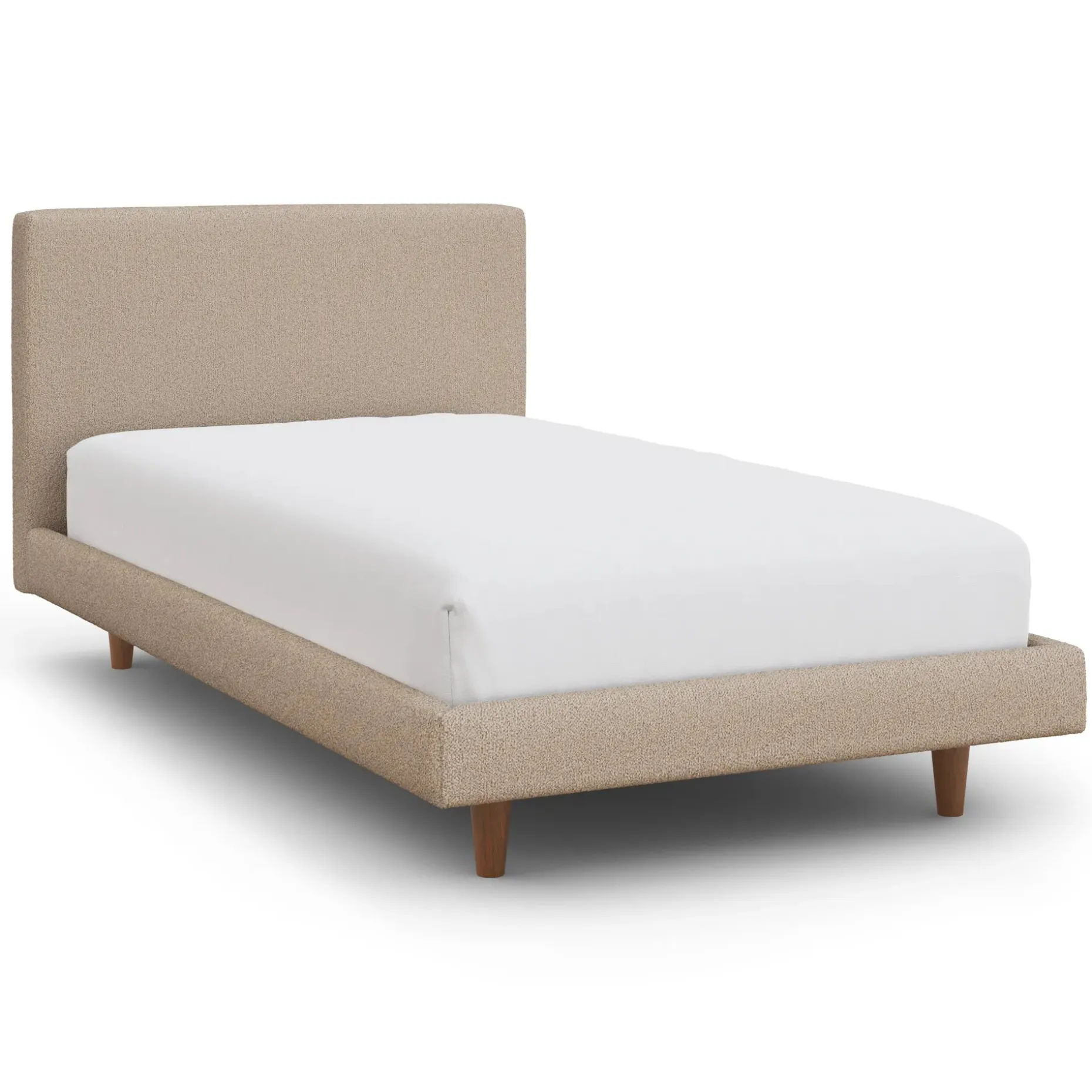 Tessu Twin Low Profile Upholstered Bed - Sandstone Wool Bouclé