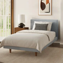 Tessu Twin Low Profile Upholstered Bed - Silver Light Blue