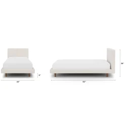 Tessu Twin Low Profile Upholstered Bed - Napa White