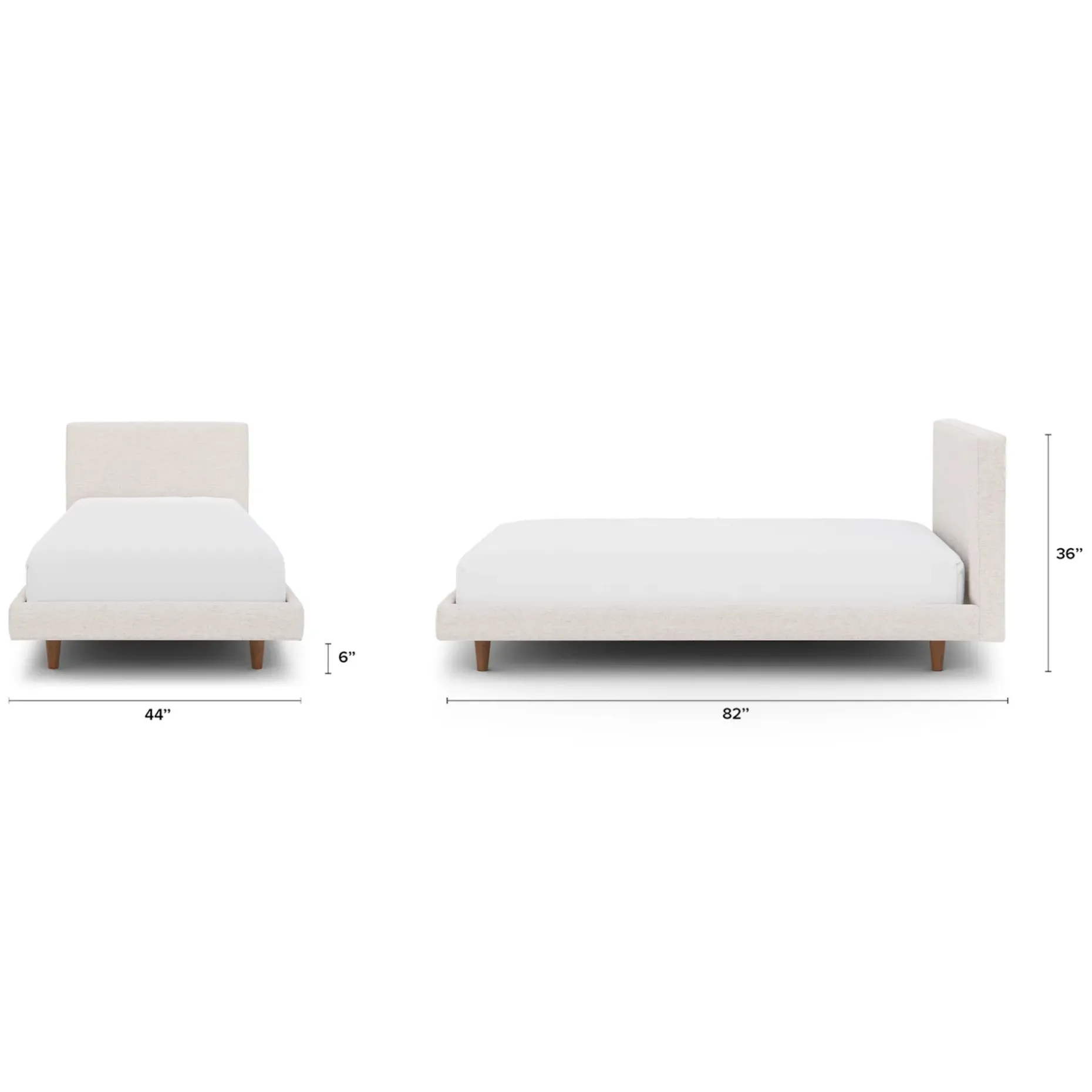 Tessu Twin Low Profile Upholstered Bed - Napa White