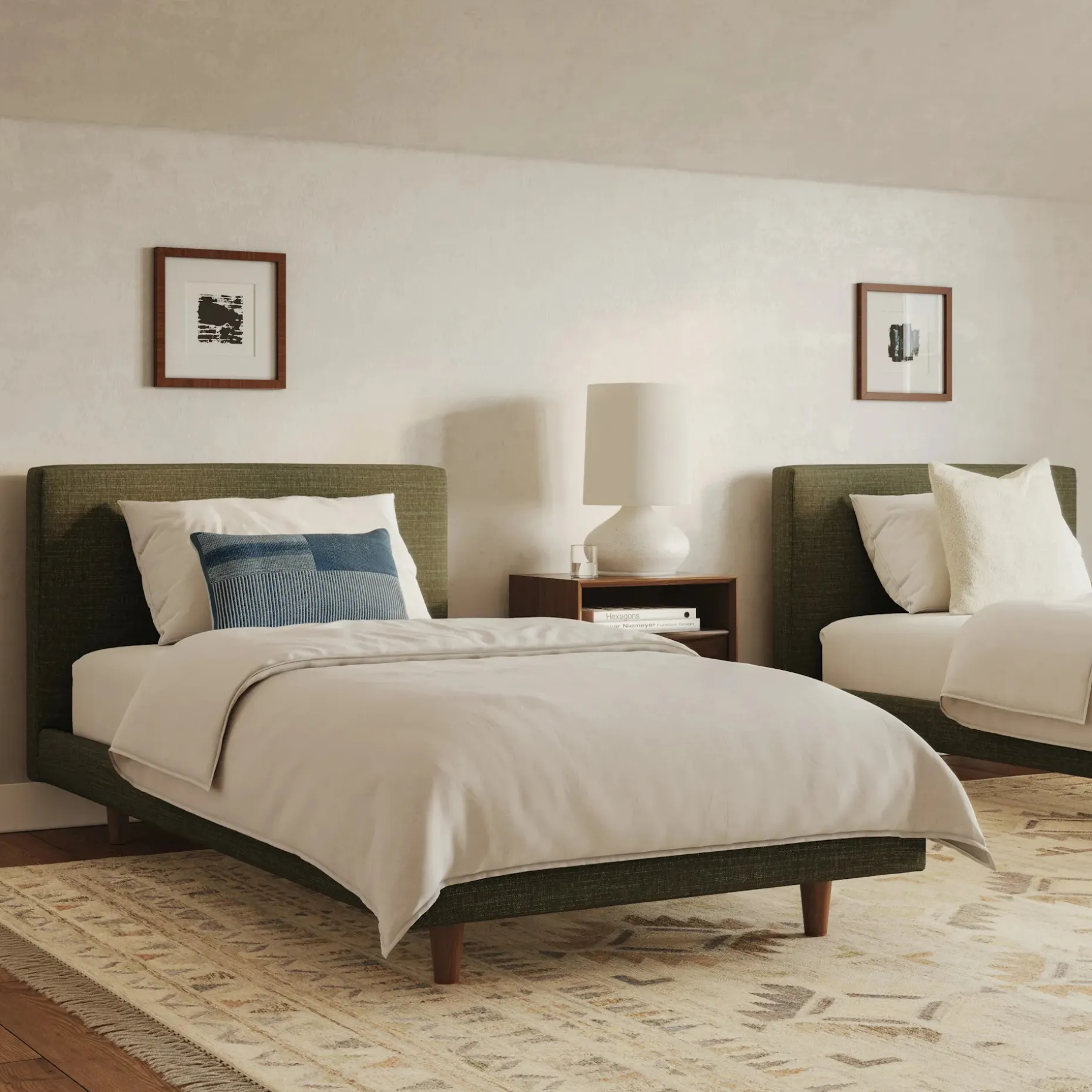 Tessu Twin Low Profile Upholstered Bed - Napa Moss