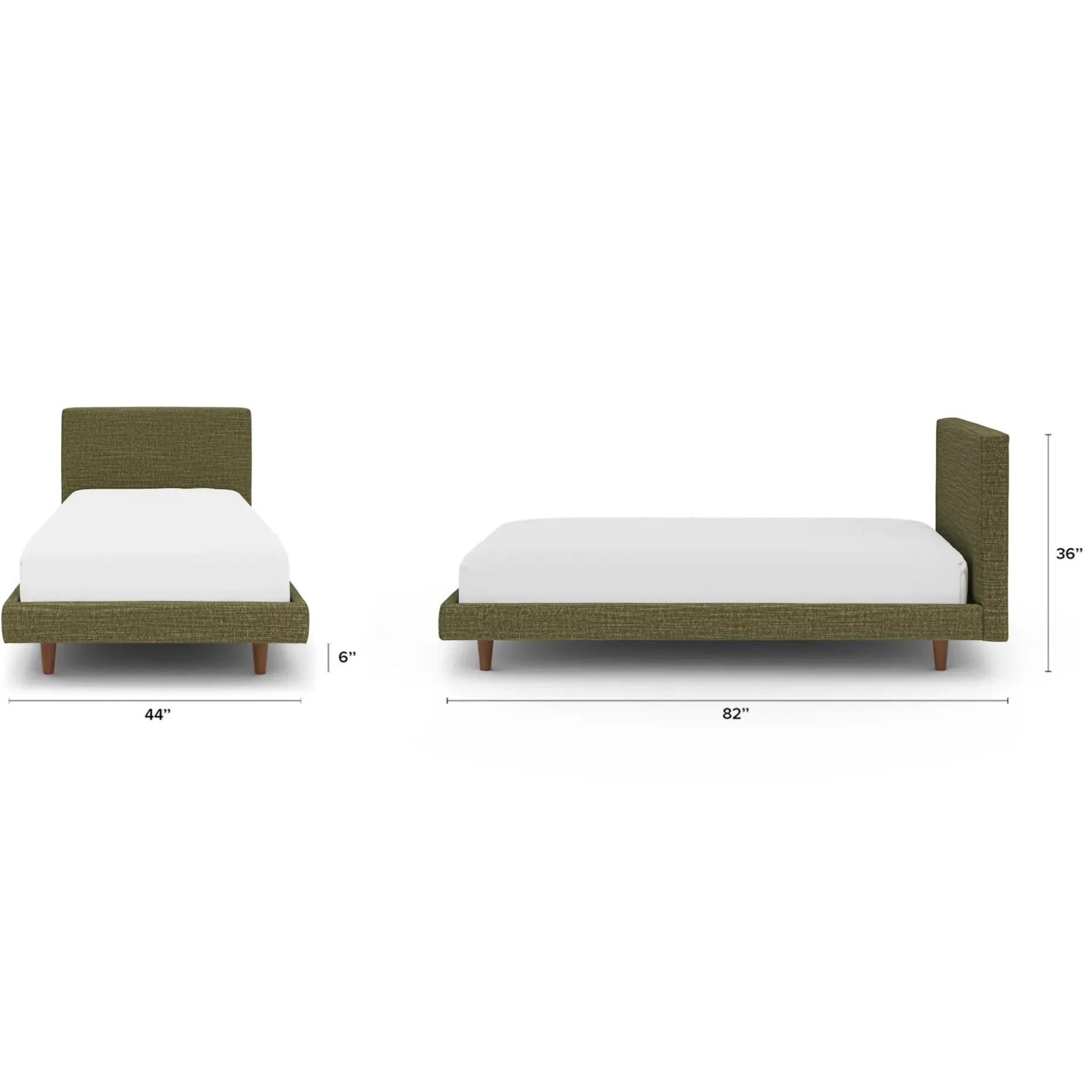 Tessu Twin Low Profile Upholstered Bed - Napa Moss