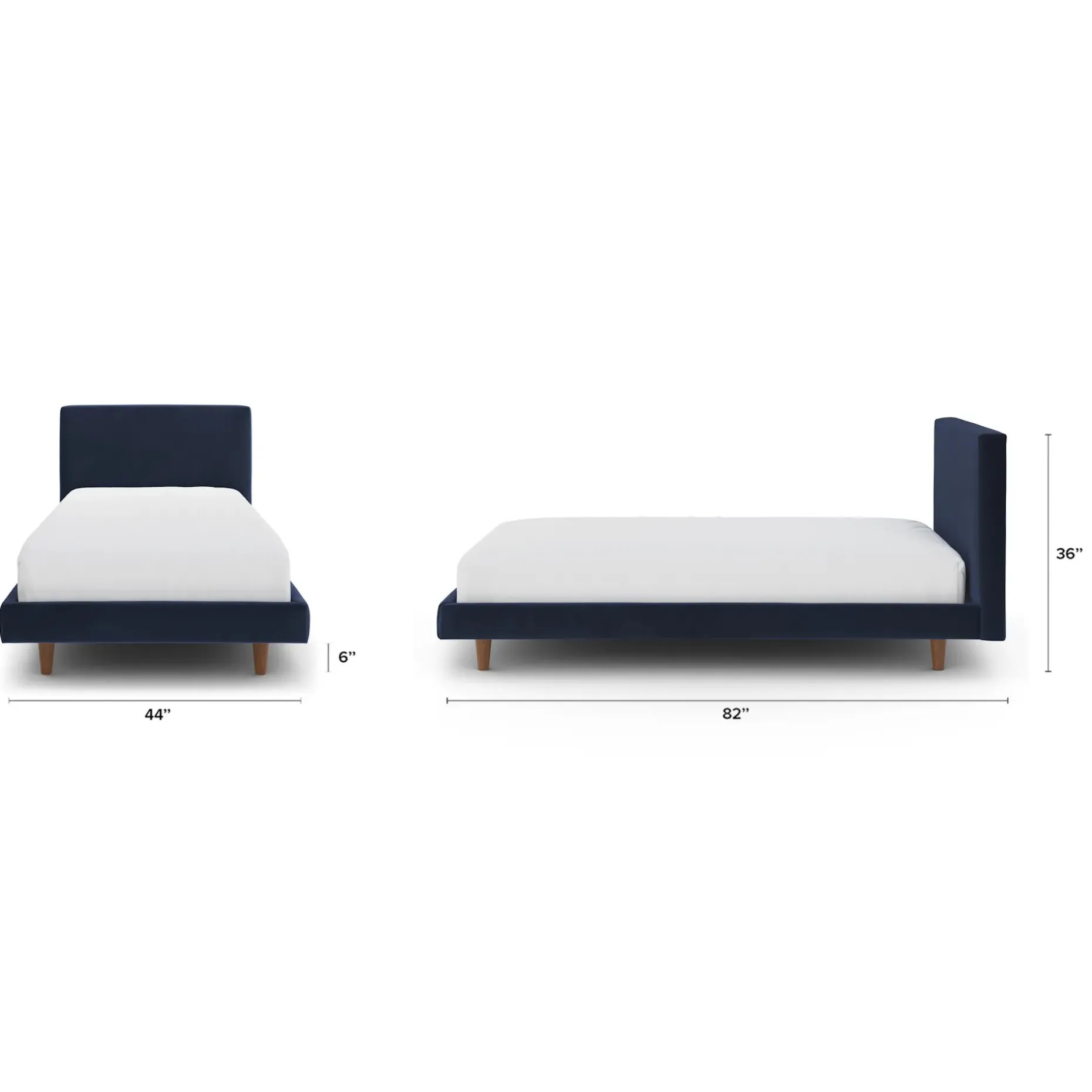Tessu Twin Low Profile Velvet Bed - Hale Ink