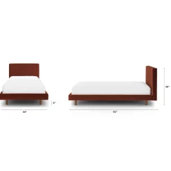 Tessu Twin Low Profile Velvet Bed - Hale Rust