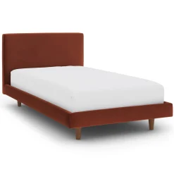 Tessu Twin Low Profile Velvet Bed - Hale Rust