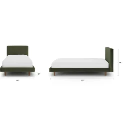Tessu Twin Low Profile Velvet Bed - Hale Fir Green