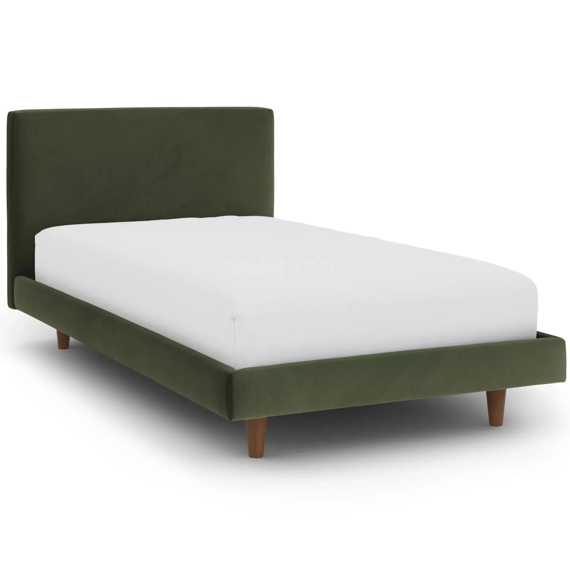 Tessu Twin Low Profile Velvet Bed - Hale Fir Green