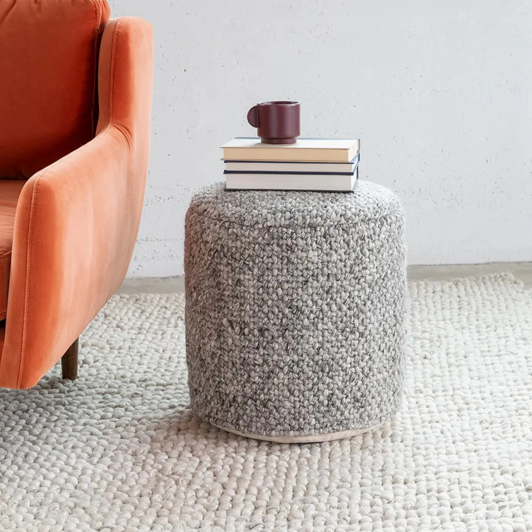 Texa 16" Pouf - Fog Gray