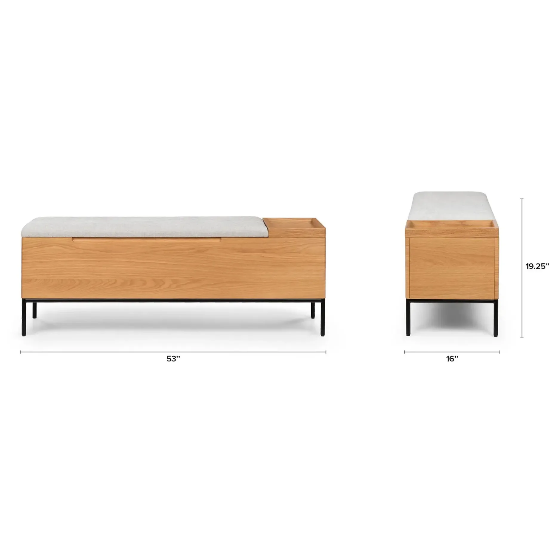 Thari 53" Bench - Oak and Everest Gray