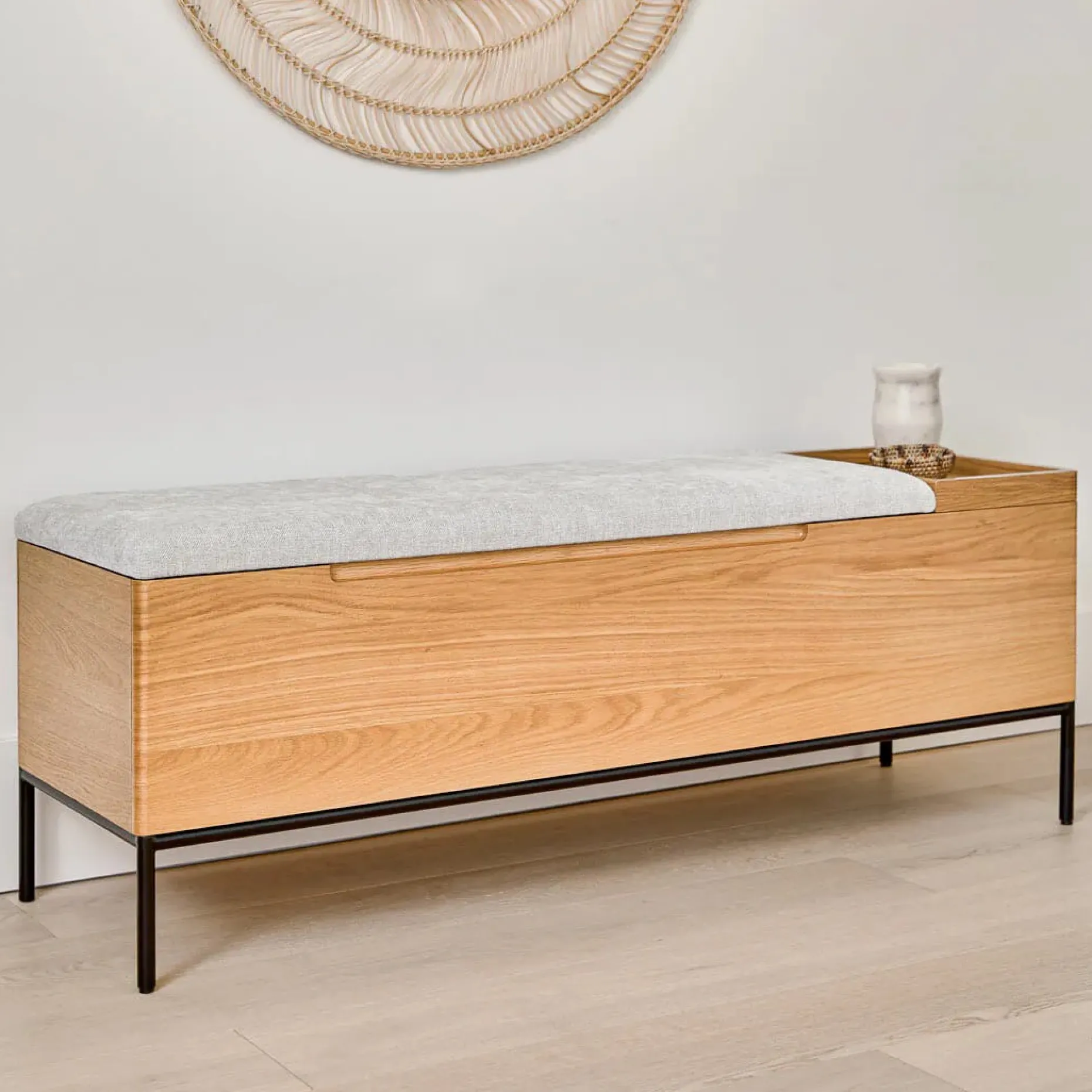 Thari 53" Bench - Oak and Everest Gray