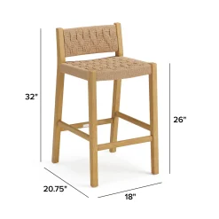 Tilli Corded Counter Stool - Natural Oak