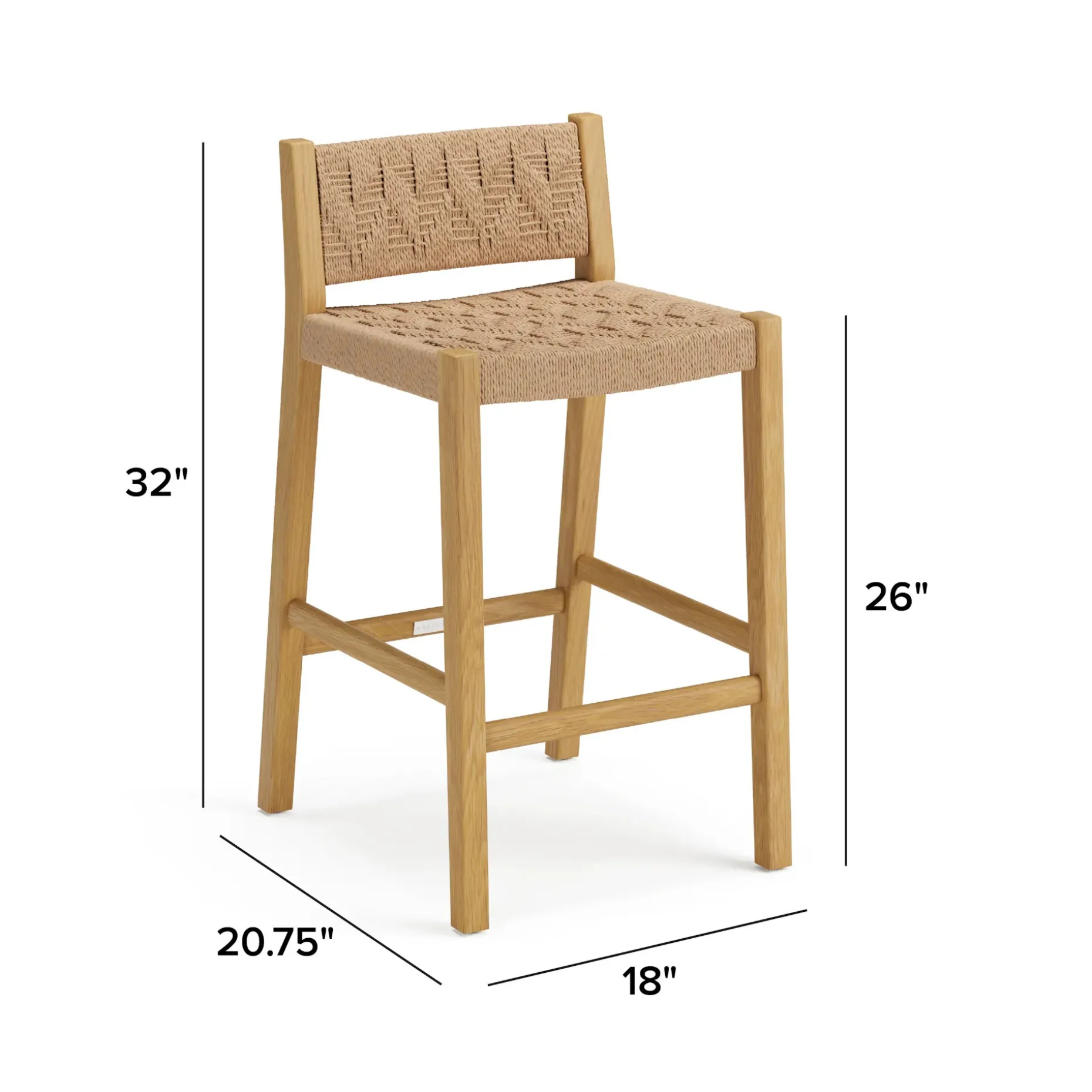 Tilli Corded Counter Stool - Natural Oak